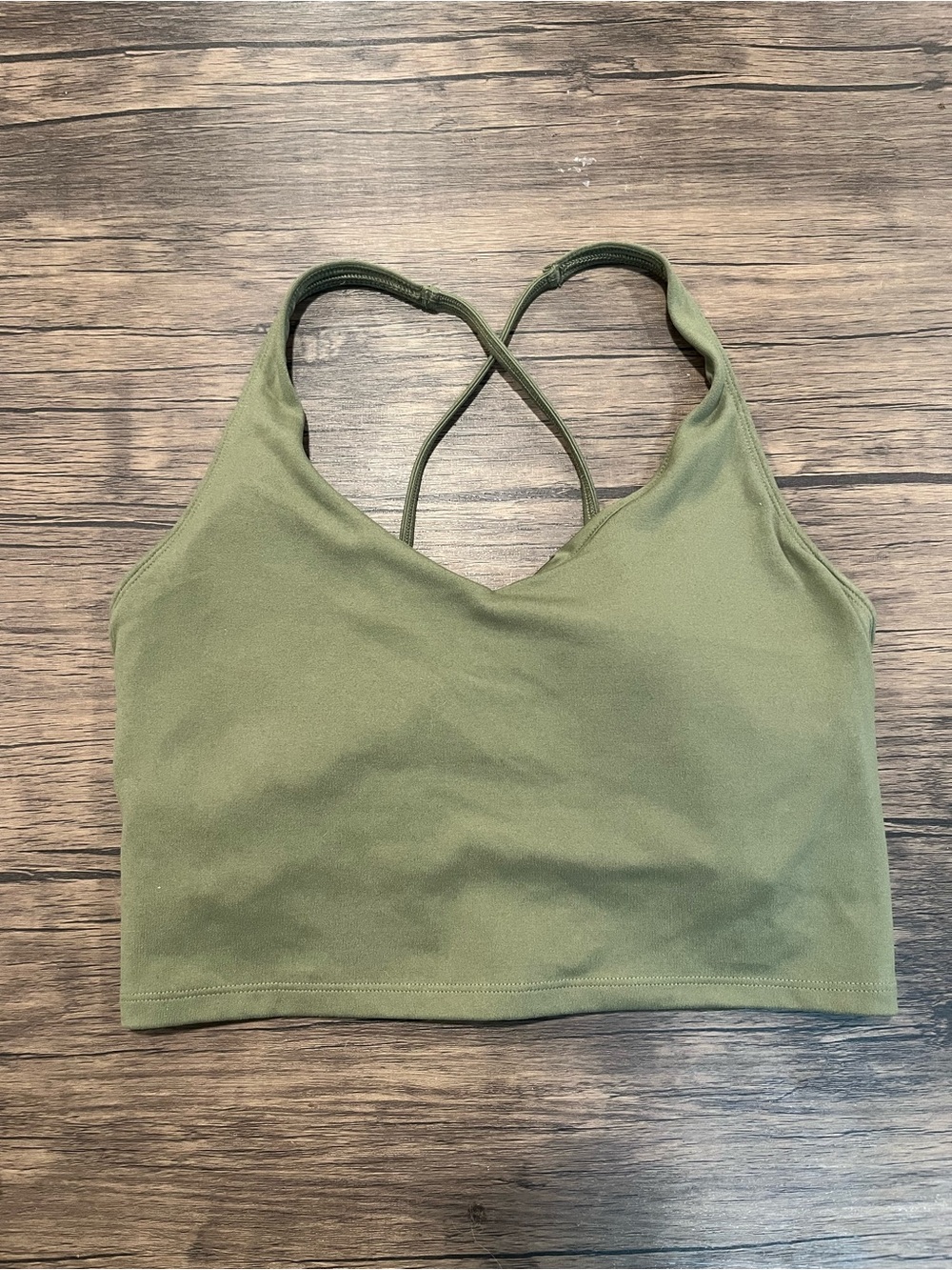 Gilly Hicks Medium Olive Crossback Bralette Top Woman Active Crop Top Sports Bra